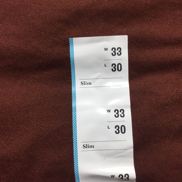NWT Slim Fit Hennepin Chino Pant 33 x 30 Red Brown - Picture 5 of 11